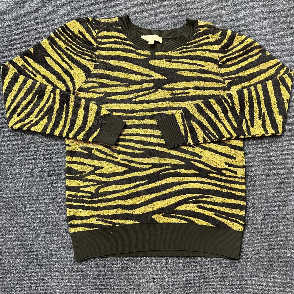 Philosophy Republic Clothing Sweater Womens Large Yellow Black Tiger Stripe